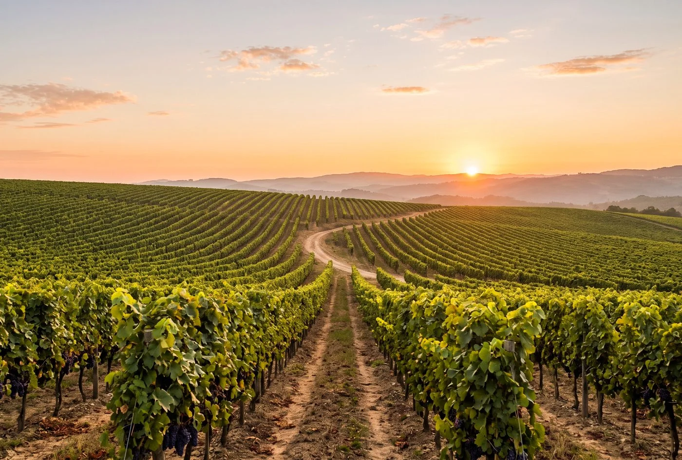 Friends raising a toast of sparkling wine in the vineyard